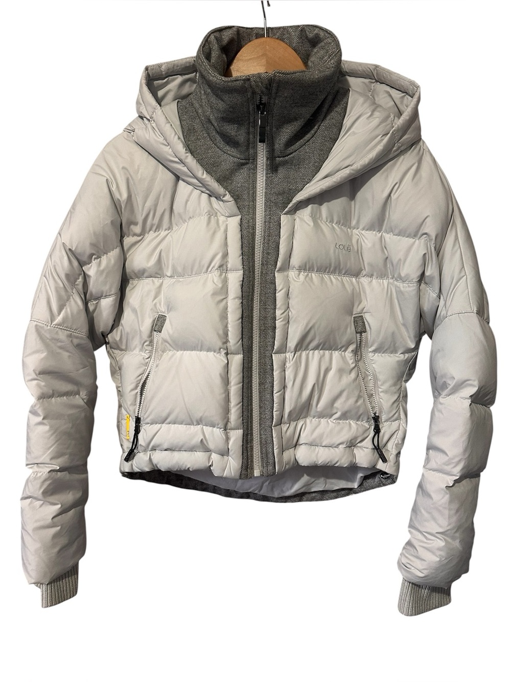 LOLE Women’s White / Light Gray Puffer Jacket with Hood